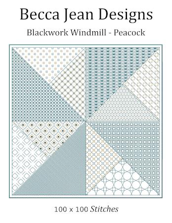 Blackwork Windmill: Peacock - Becca Jean Designs