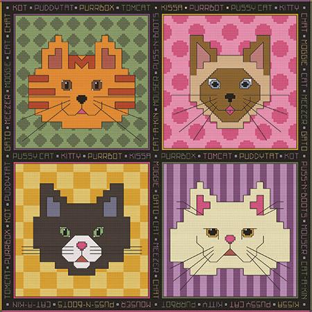 Roly-Poly Cat Faces - PurrCat CrossStitch