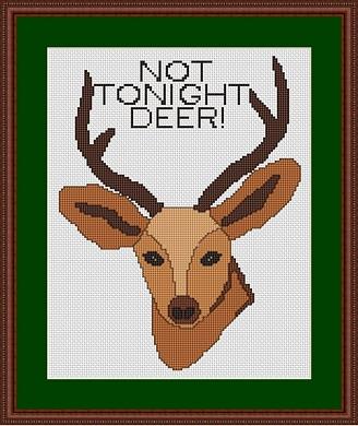 Not Tonight Deer - White Willow Stitching
