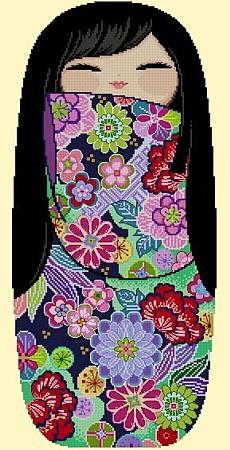 Happy Kokeshi Doll: Maaya - Cross Stitch Asia