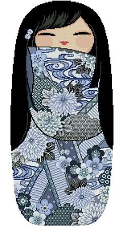 Happy Kokeshi Doll: Rei - Cross Stitch Asia