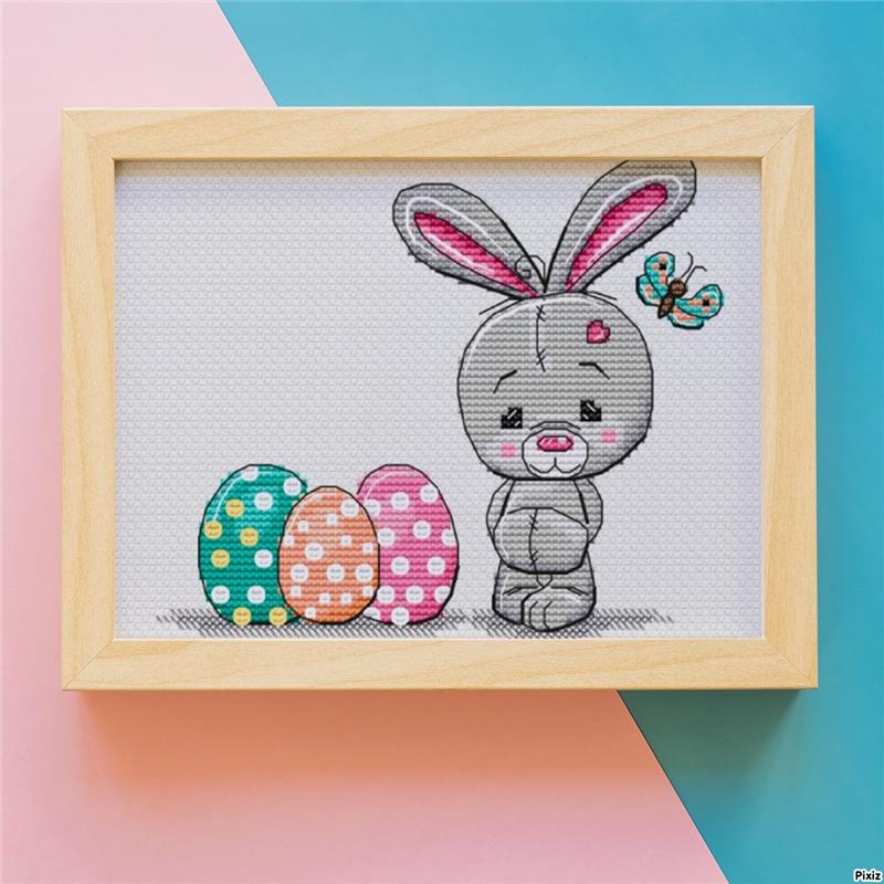 Easter Bunny And Eggs - Les Petites Croix De Lucie