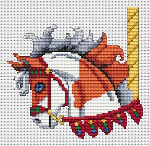 Sorrel Carousel Horse Head - White Willow Stitching