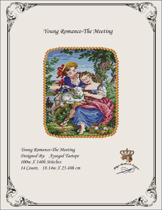 Young Romance: The Meeting - Antique Needlework Design