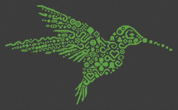 Tribal Hummingbird - White Willow Stitching