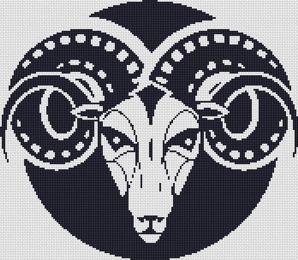 Monochrome Ram - White Willow Stitching