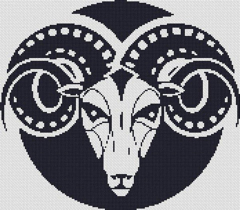 Monochrome Ram - White Willow Stitching