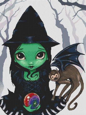 Wicked Witch With Flying Monkey - White Willow Stitching