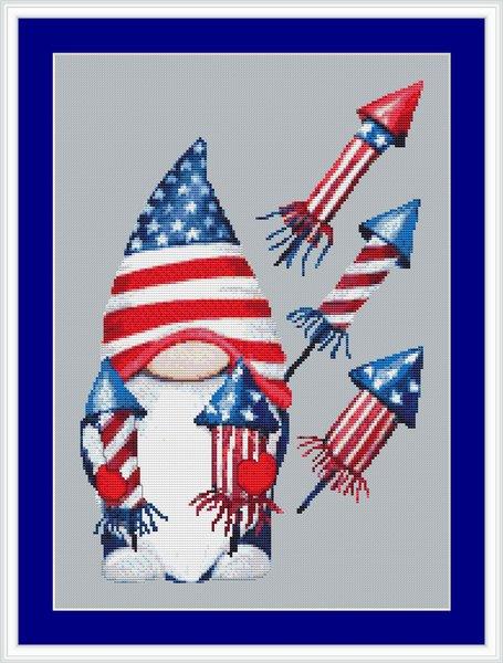 Independence Day Gnome - White Willow Stitching