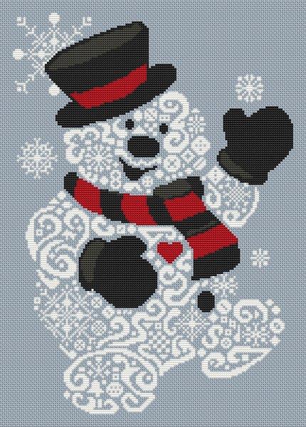 Tribal Snowman - White Willow Stitching