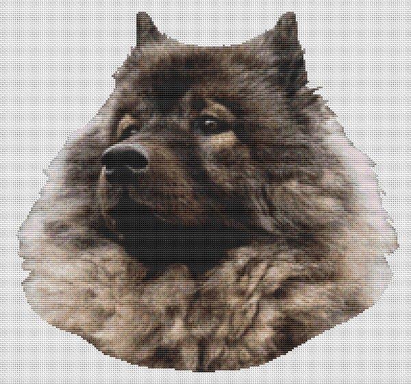Keeshond 2 - White Willow Stitching