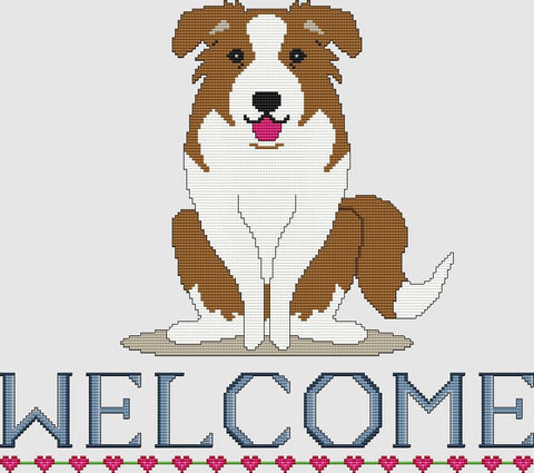 Border Collie: Welcome (Red) - DogShoppe Designs