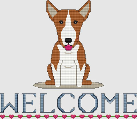 Bull Terrier: Welcome (Red White) - DogShoppe Designs