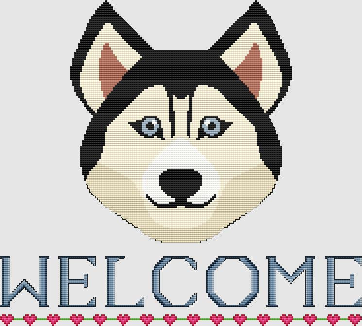 Siberian Husky: Welcome (Black) - DogShoppe Designs