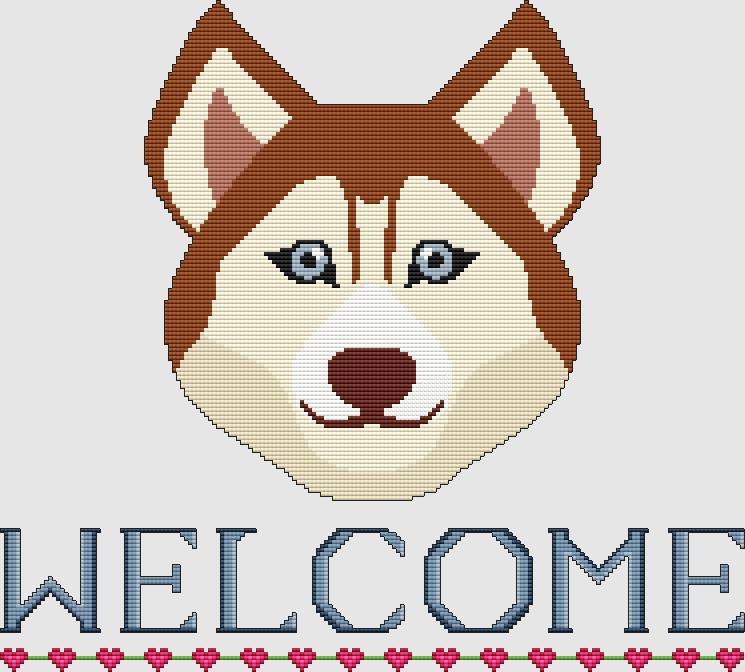 Siberian Husky: Welcome (Red) - DogShoppe Designs