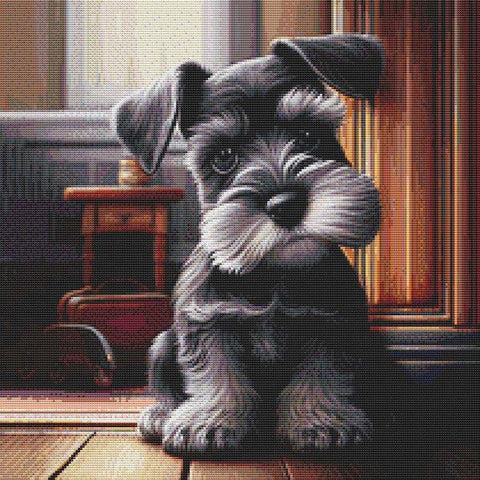 Schnauzer Puppy - White Willow Stitching