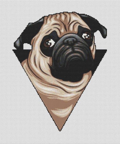 Cartoon Pug - White Willow Stitching