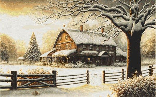 Winter Farmhouse - White Willow Stitching