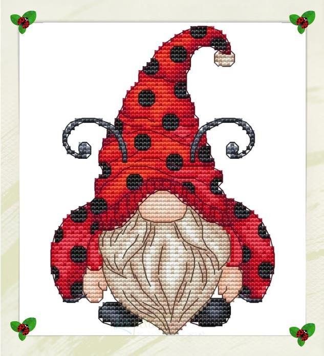 Ladybug Gnome  - Les Petites Croix De Lucie