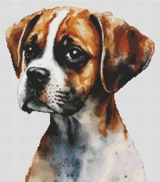 Watercolor Boxer - White Willow Stitching