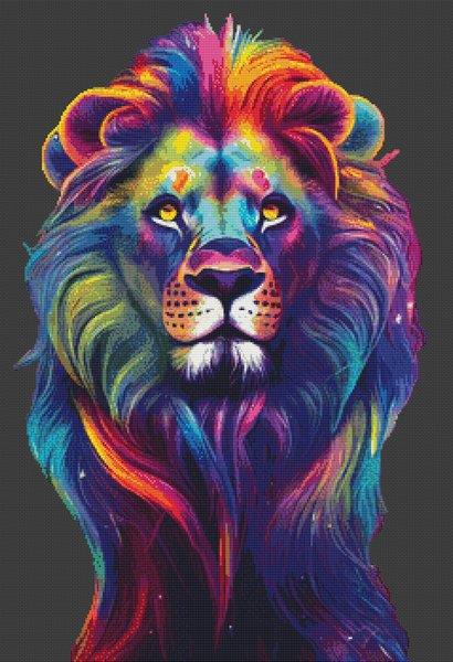 Rainbow Lion - White Willow Stitching