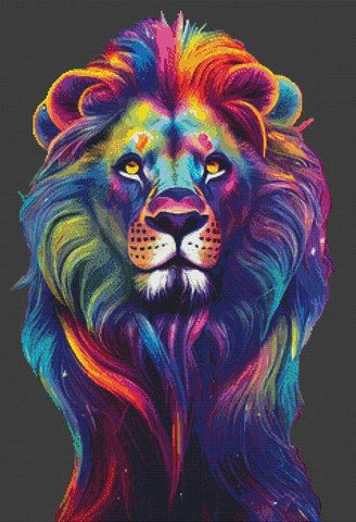Rainbow Lion - White Willow Stitching