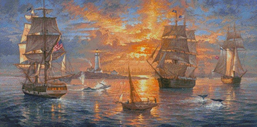 Boston Harbor Sunset - Artecy Cross Stitch