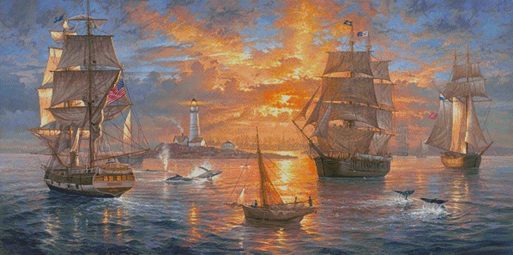 Boston Harbor Sunset (Large) - Artecy Cross Stitch