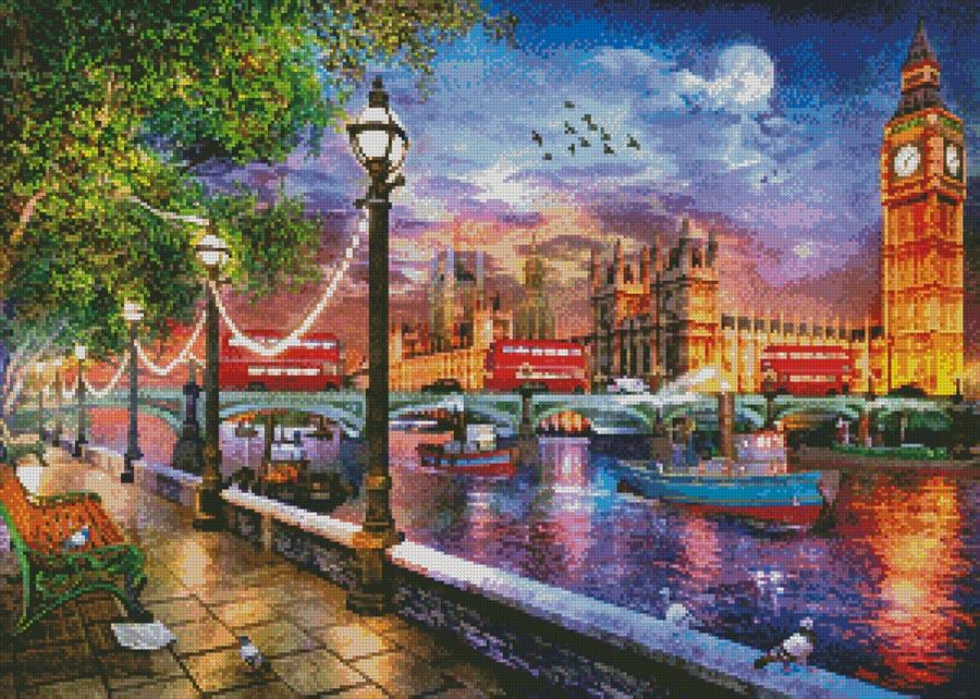 Evening Sunset At Parliament London  - Artecy Cross Stitch