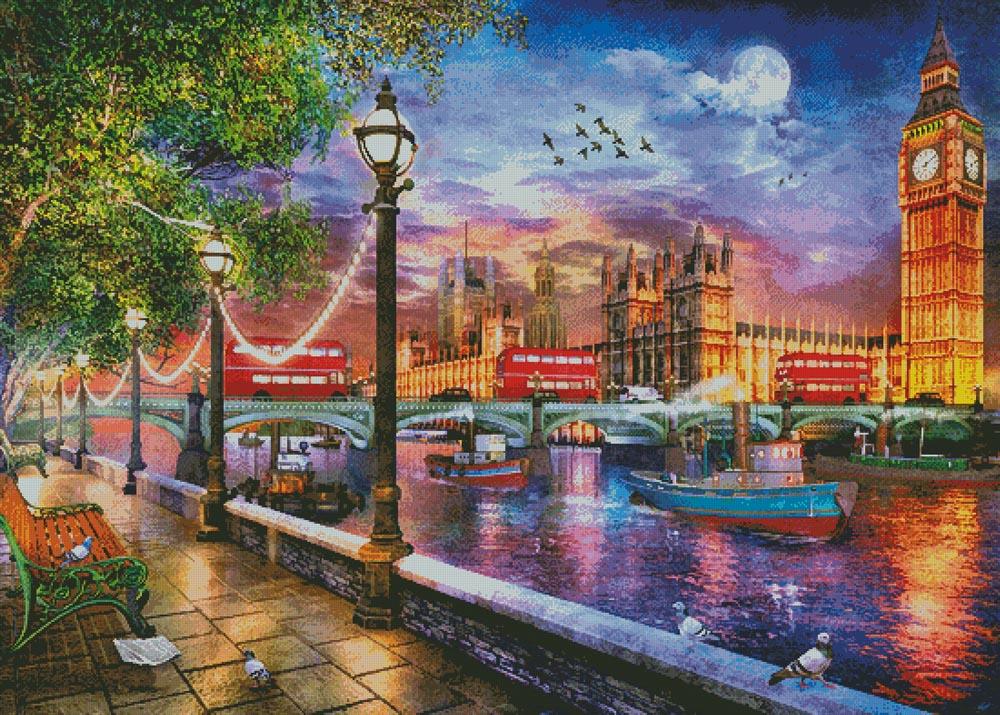 Evening Sunset At Parliament London (Large)  - Artecy Cross Stitch