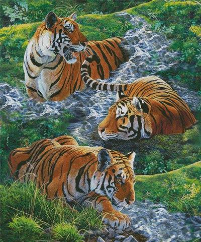 Tigers In Water (Large) - Artecy Cross Stitch