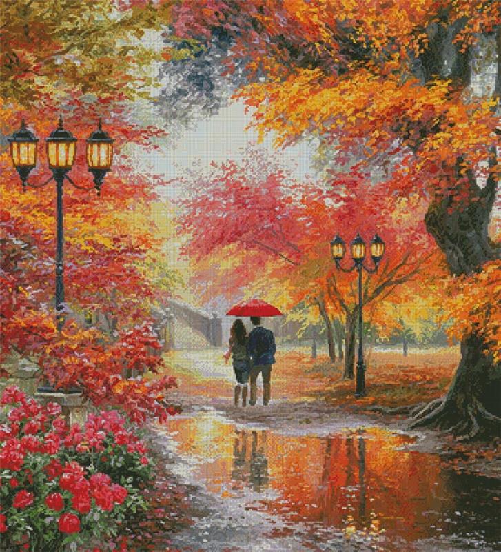 Walking In The Rain (Large Crop) - Artecy Cross Stitch