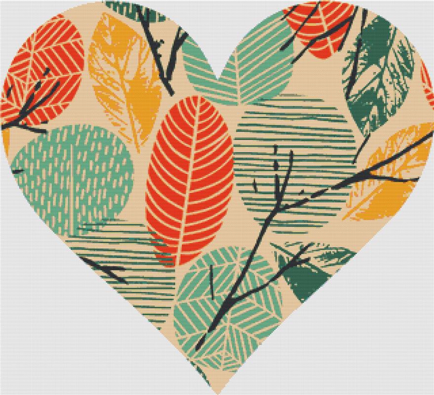 Abstract Autumn Heart - X Squared Cross Stitch