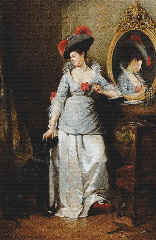 Elegant Lady With Dog - X Squared Cross Stitch