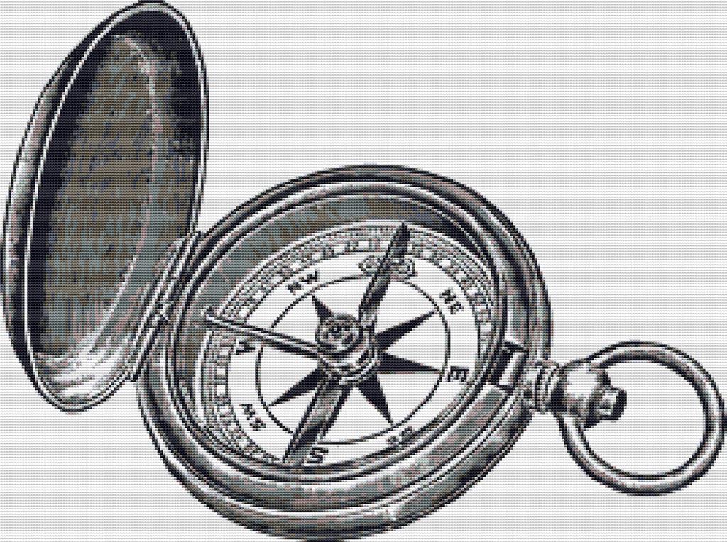 Vintage Compass - X Squared Cross Stitch