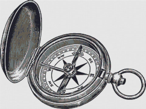Vintage Compass - X Squared Cross Stitch