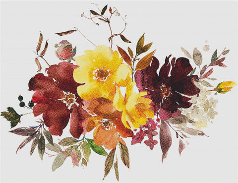 Maroon And Mustard Arrangement IV - X Squared Cross Stitch