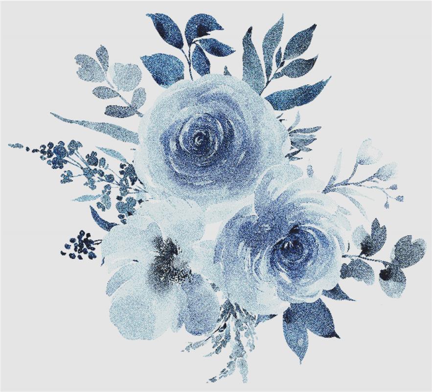 Blue Floral Arrangement - X Squared Cross Stitch
