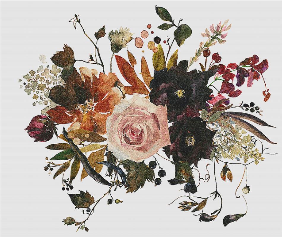 Spicy Cedar Floral Arrangement II - X Squared Cross Stitch