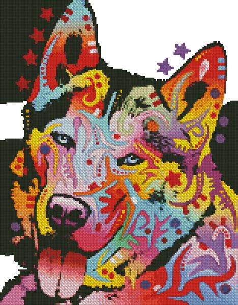 Mini Abstract Siberian Husky - Artecy Cross Stitch