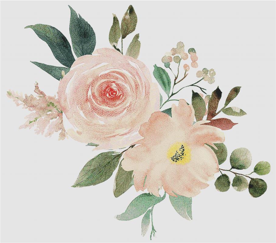 Blush Floral Arrangement - X Squared Cross Stitch