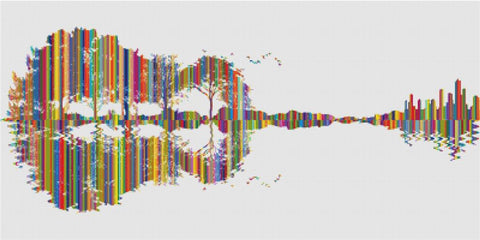 Guitar Landscape: Rainbow - X Squared Cross Stitch