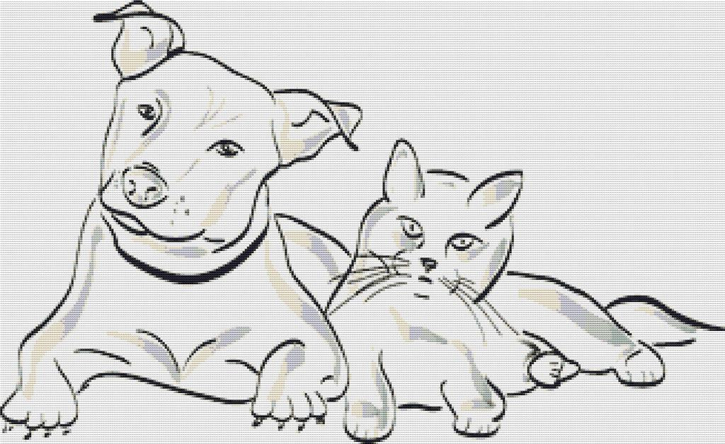 Dog And Cat - X Squared Cross Stitch