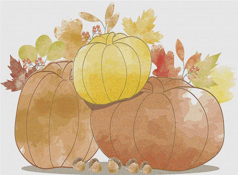 Trio Of Autumn Pumpkins - X Squared Cross Stitch