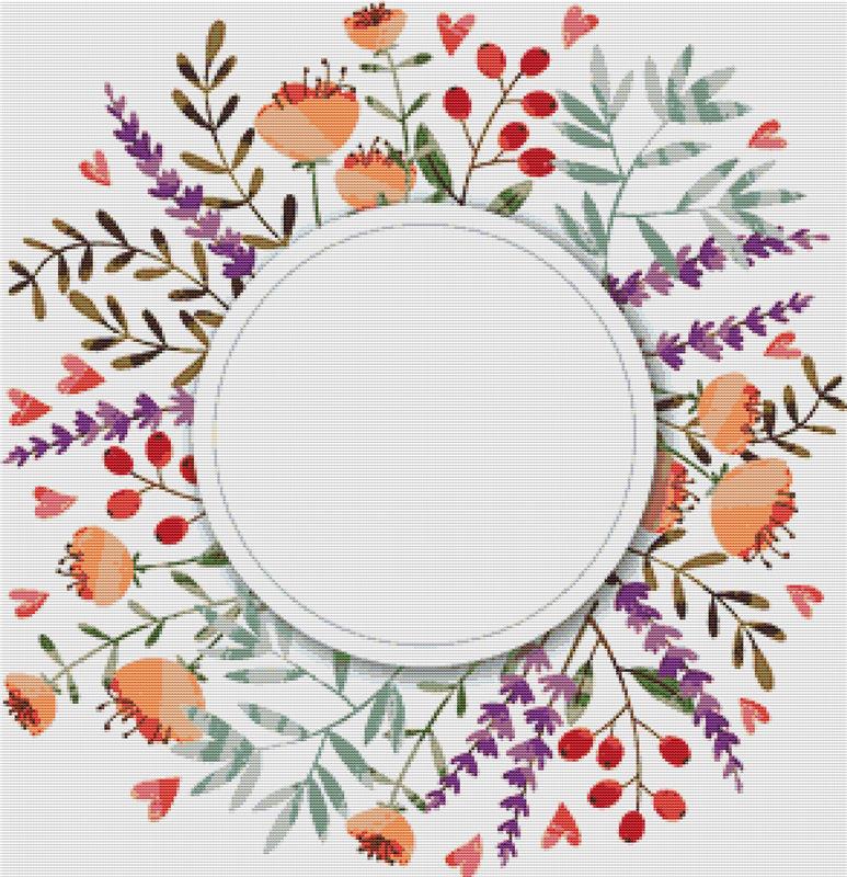 Floral Wreath Frame - X Squared Cross Stitch