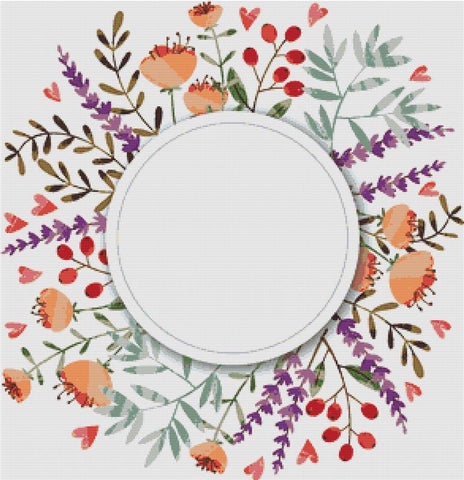 Floral Wreath Frame - X Squared Cross Stitch