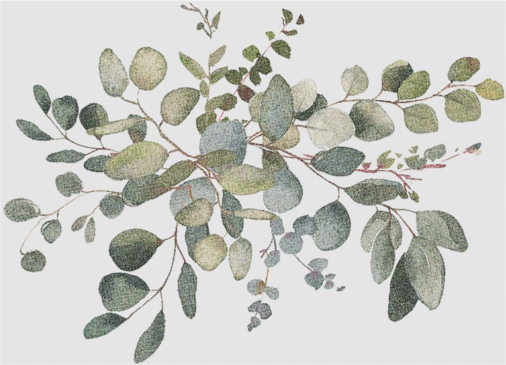 Watercolour Eucalyptus Arrangement II - X Squared Cross Stitch