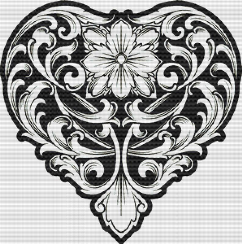 Engraved Heart - X Squared Cross Stitch