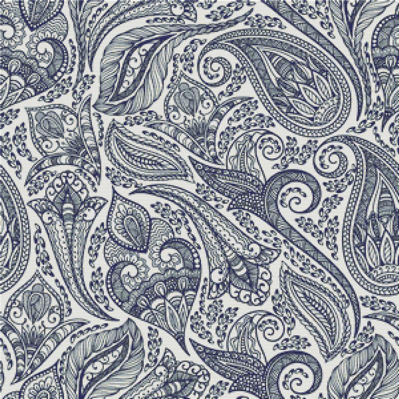 Blue Paisley Tile - X Squared Cross Stitch