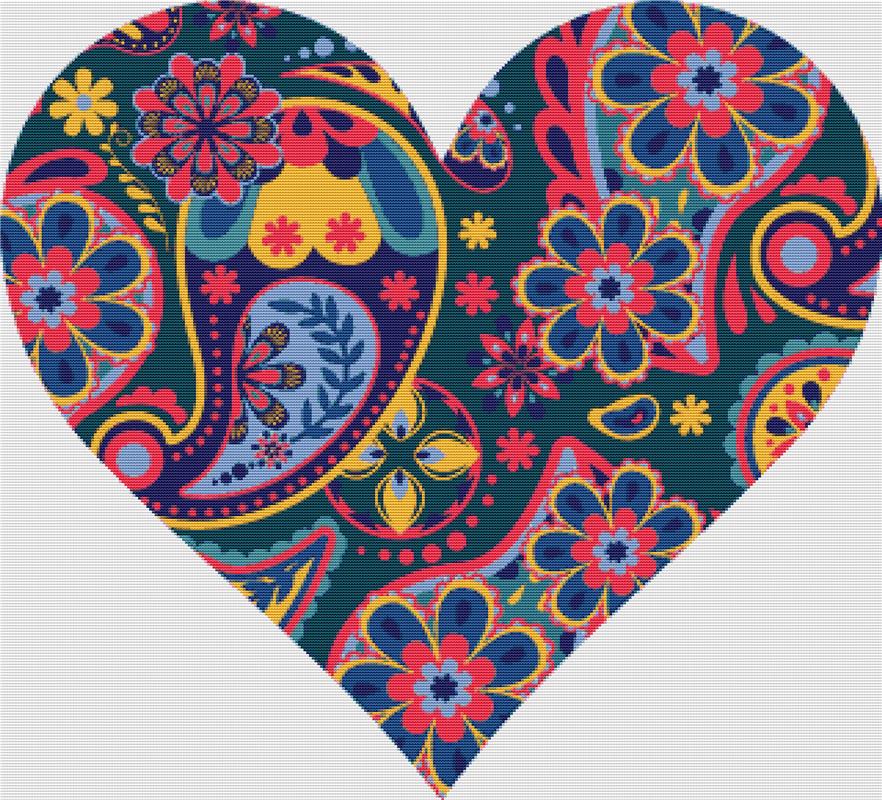 Cute Retro Heart - X Squared Cross Stitch